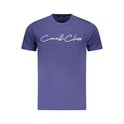 Cavalli Class Herren-T-Shirt aus blauer Baumwolle