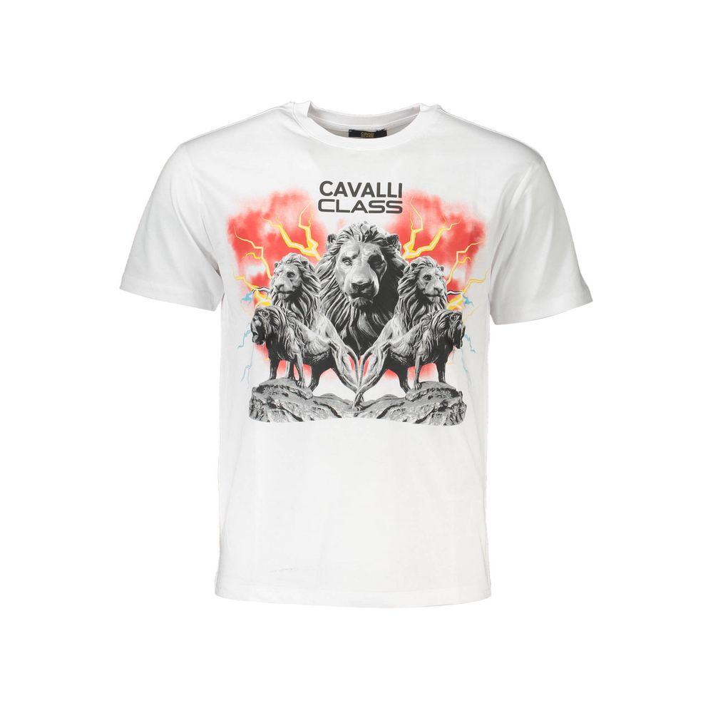 Cavalli Class Weißes Herren-T-Shirt aus Baumwolle