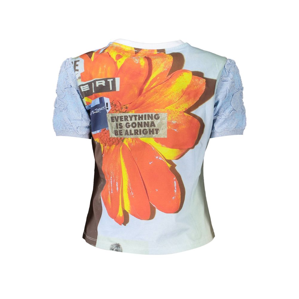 Desigual Blaues Baumwoll-T-Shirt für Damen