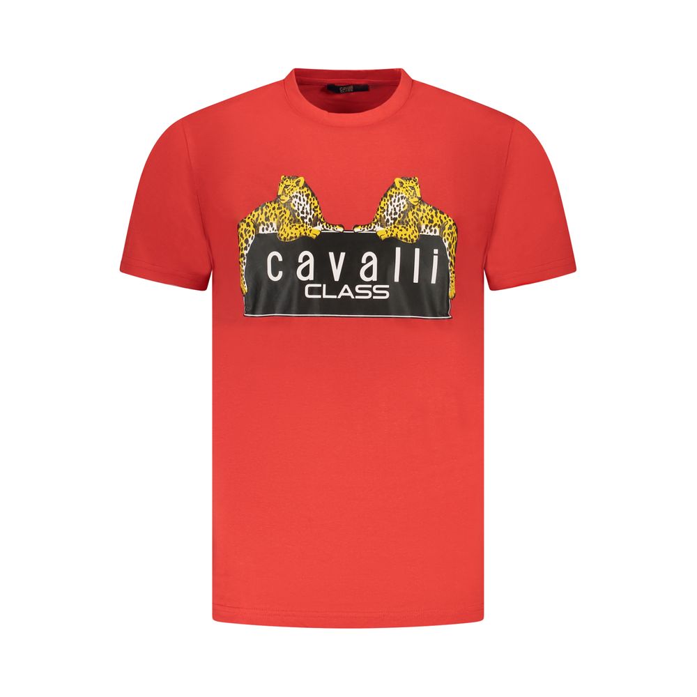 Cavalli Class Rotes Herren-T-Shirt aus Baumwolle