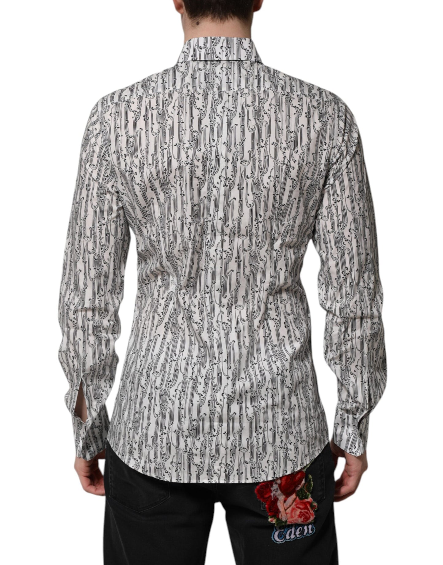 Dolce &amp; Gabbana – Lässiges Langarmhemd mit Blumenmuster in Weiß