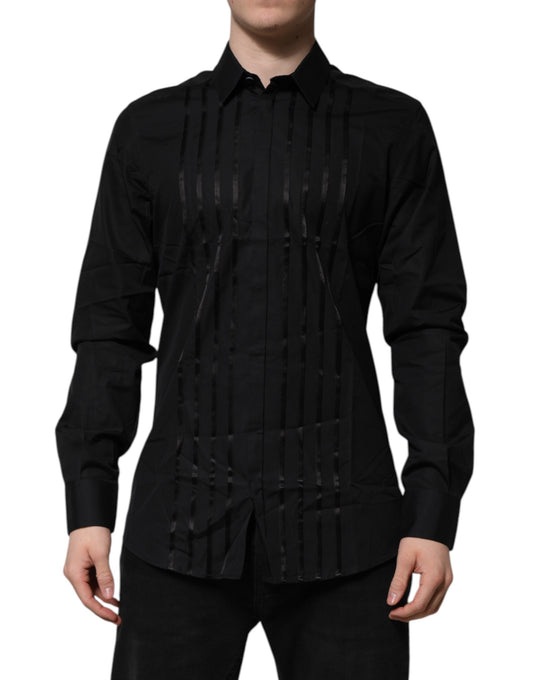 Dolce & Gabbana Black GOLD Long Sleeves Men Formal Dress Shirt