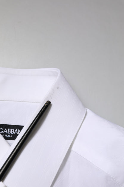 Dolce & Gabbana White Cotton MARTINI Long Sleeve Dress Shirt