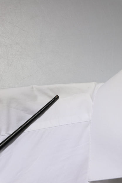 Dolce &amp; Gabbana Weißes langärmliges Hemd aus Baumwolle in GOLD