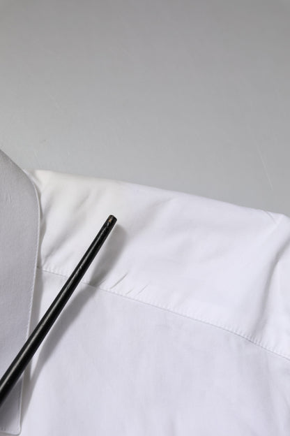 Dolce &amp; Gabbana Weißes langärmliges Hemd aus Baumwolle in GOLD