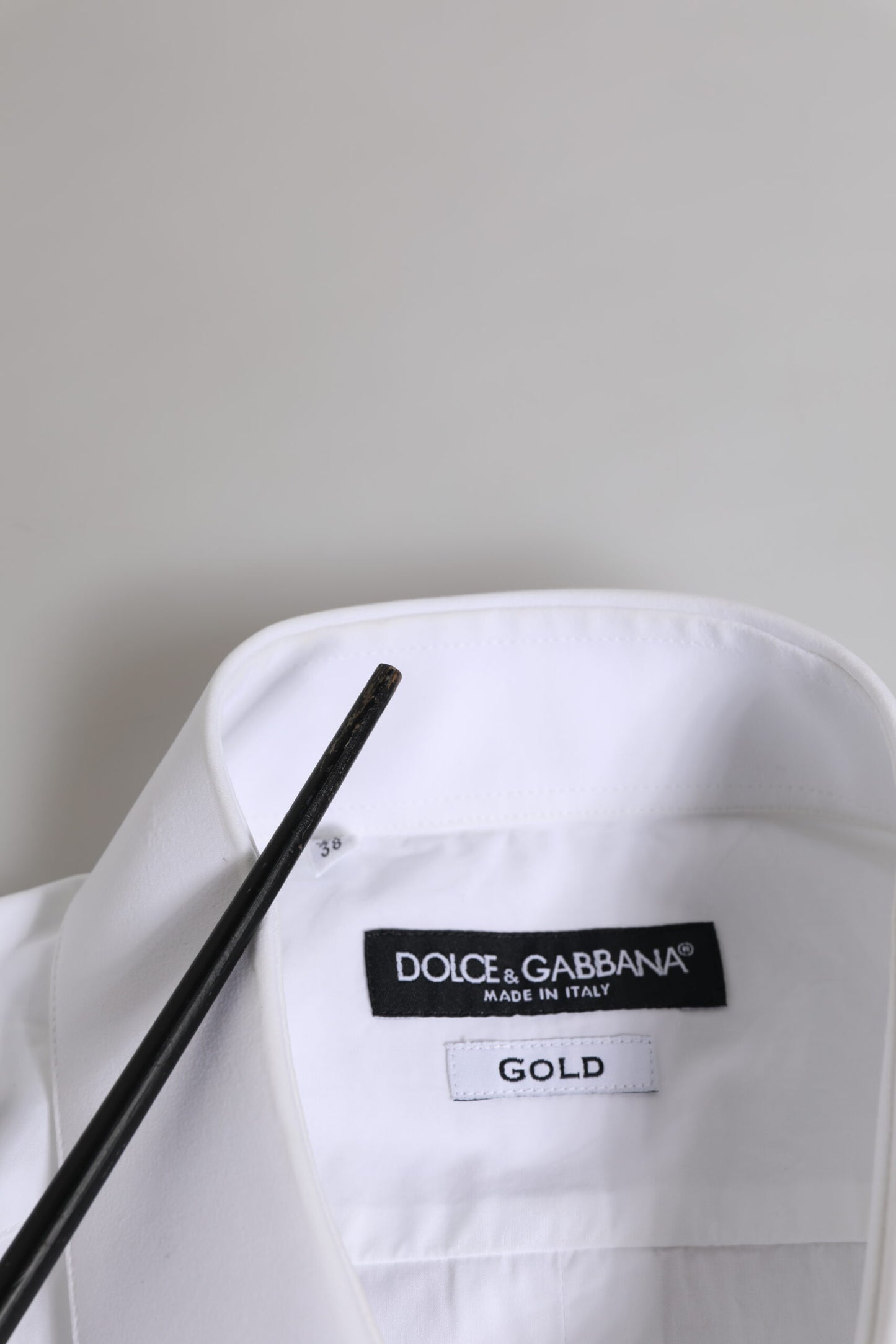 Dolce &amp; Gabbana Weißes Baumwoll-GOLD-Langarmhemd für Herren