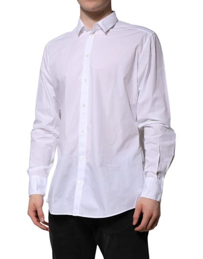 Dolce & Gabbana White Cotton Long Sleeves Dress Formal Shirt