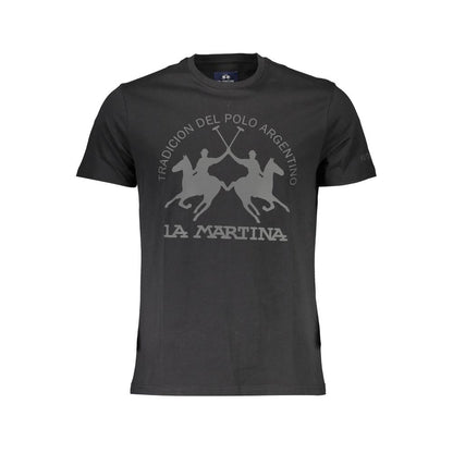 La Martina Schwarzes Herren-T-Shirt aus Baumwolle