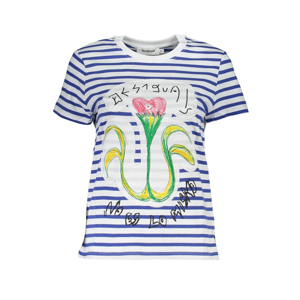Desigual Blaues Baumwoll-T-Shirt für Damen