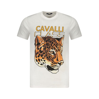 Cavalli Class Weißes Herren-T-Shirt aus Baumwolle