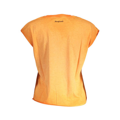 Desigual Orangefarbenes Baumwoll-T-Shirt für Damen