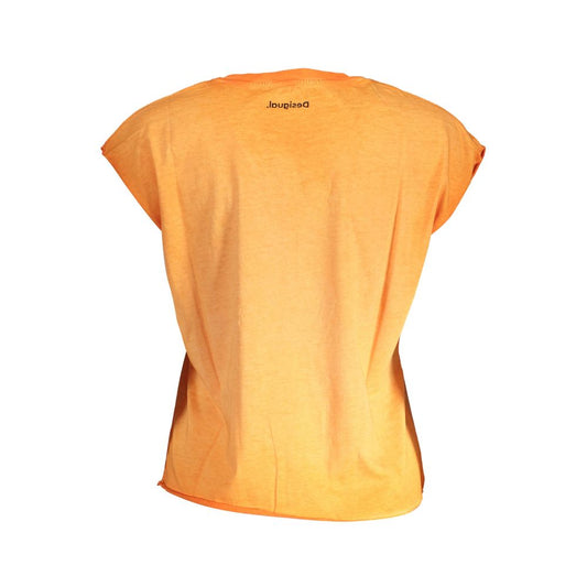 Desigual Orangefarbenes Baumwoll-T-Shirt für Damen
