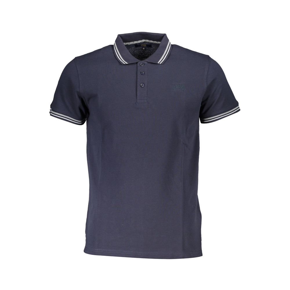 Cavalli Class Herren-Poloshirt aus blauer Baumwolle