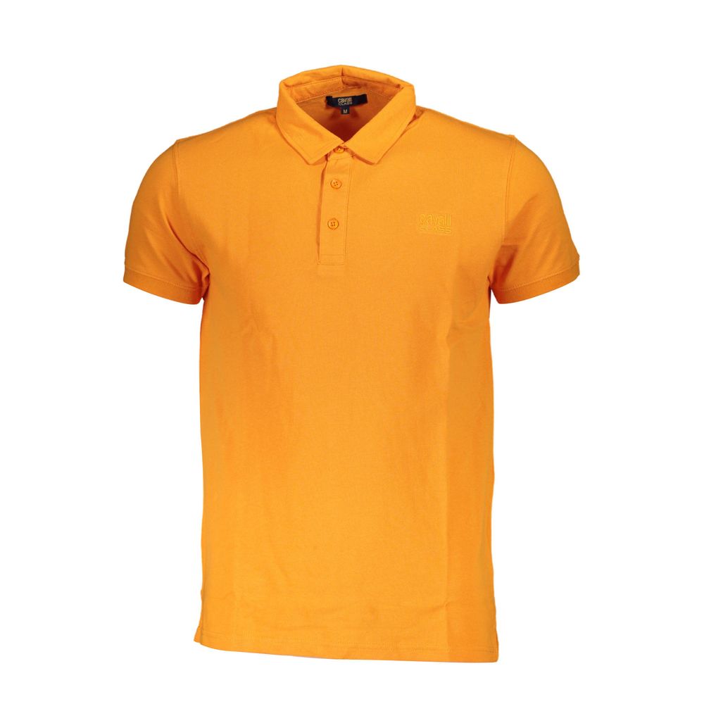 Cavalli Class Orangefarbenes Poloshirt aus Baumwolle für Herren