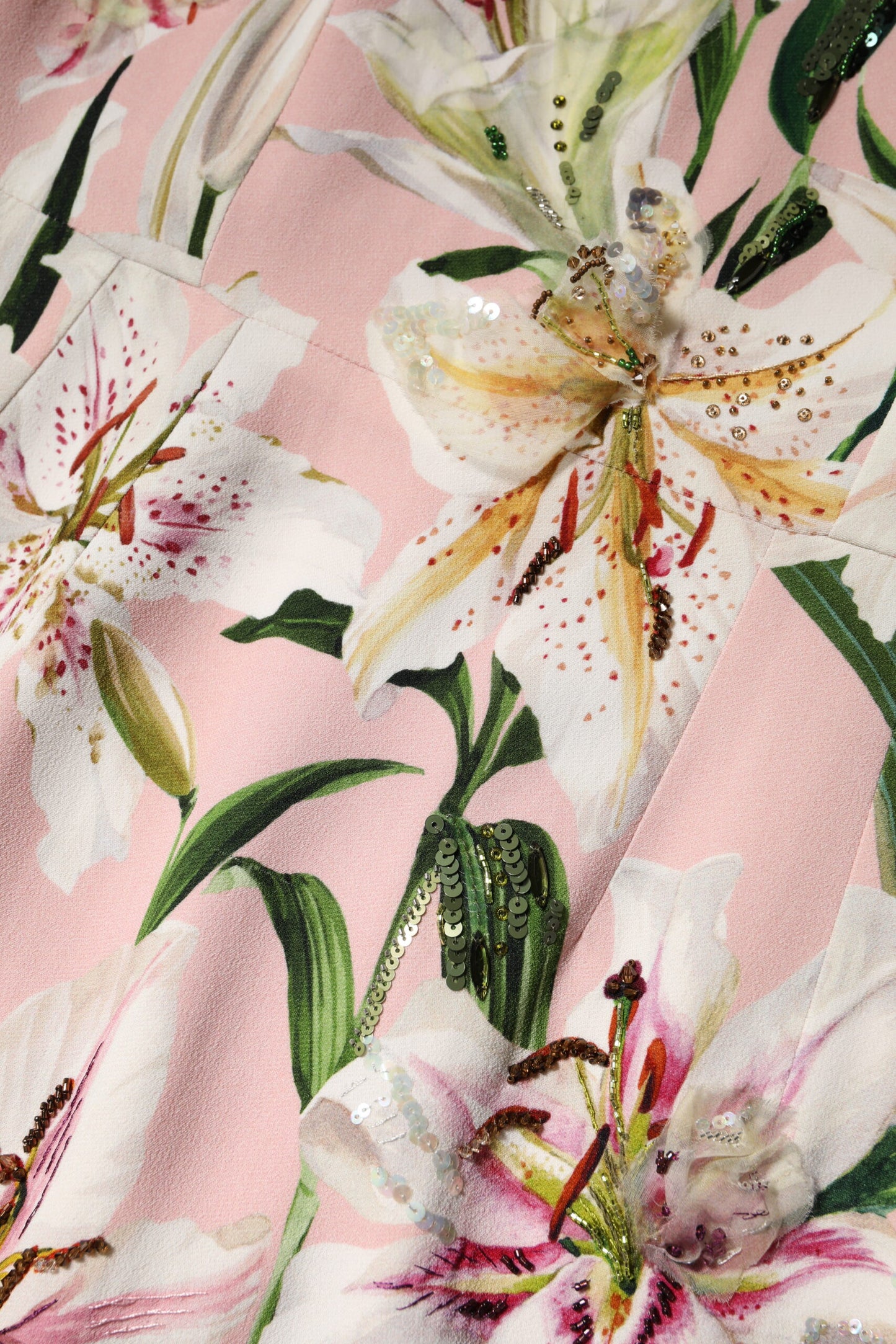 Dolce &amp; Gabbana Pink Lily Viskose-Etuikleid mit Stretch-Midi