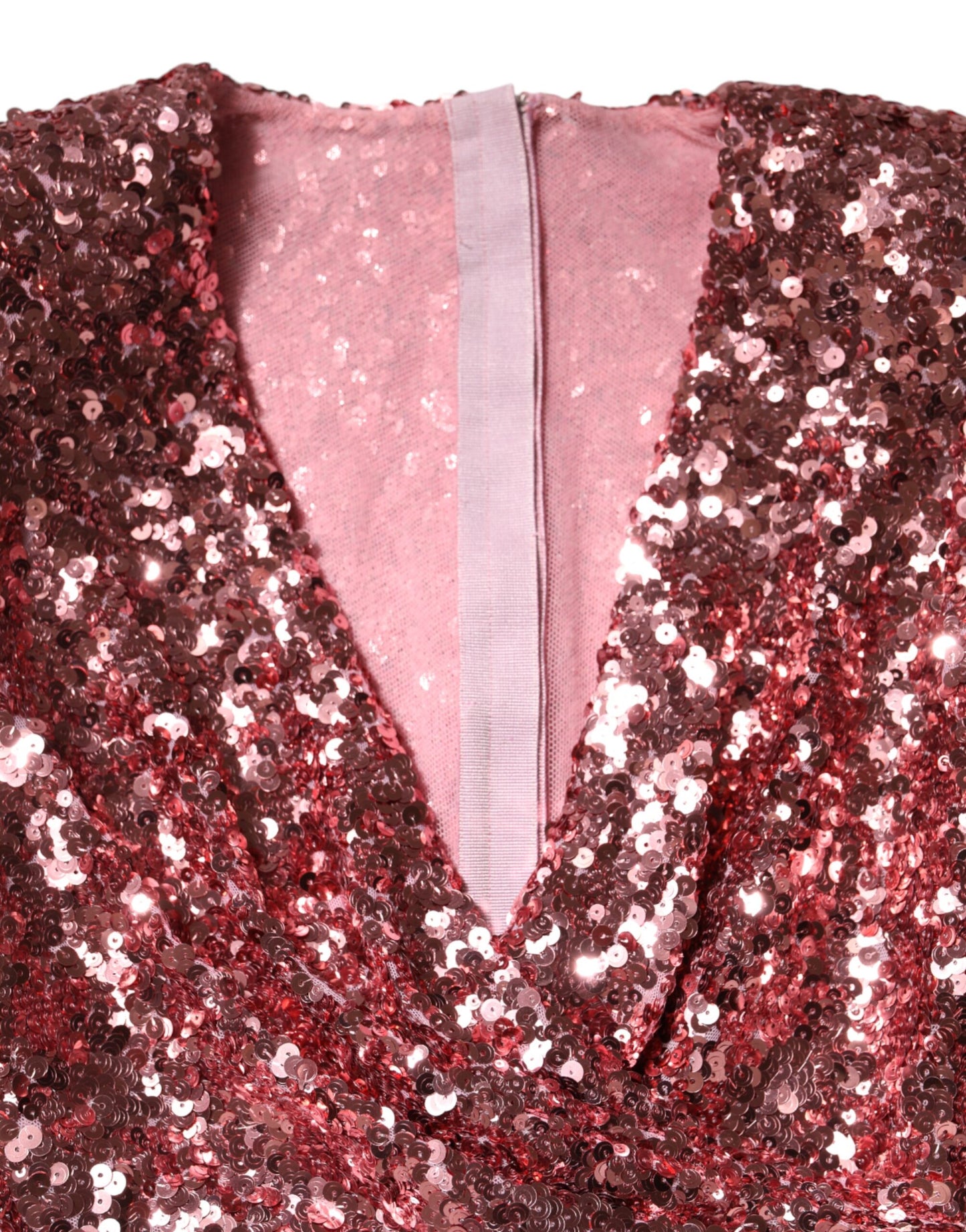 Dolce &amp; Gabbana – Statement-Midikleid aus Nylon mit V-Ausschnitt und Pailletten in Rosa