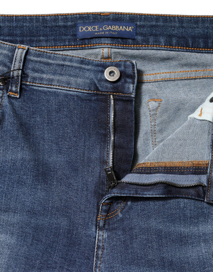 Dolce & Gabbana Blue Washed Cotton Low Waist Denim Jeans