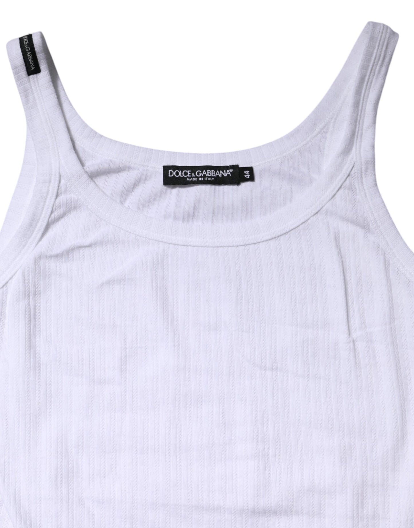 Dolce &amp; Gabbana Weißes ärmelloses Tanktop aus Baumwolle mit Rundhalsausschnitt