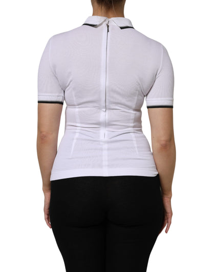 Dolce &amp; Gabbana – Weißes Poloshirt aus Baumwolle mit kurzen Ärmeln und Kragen