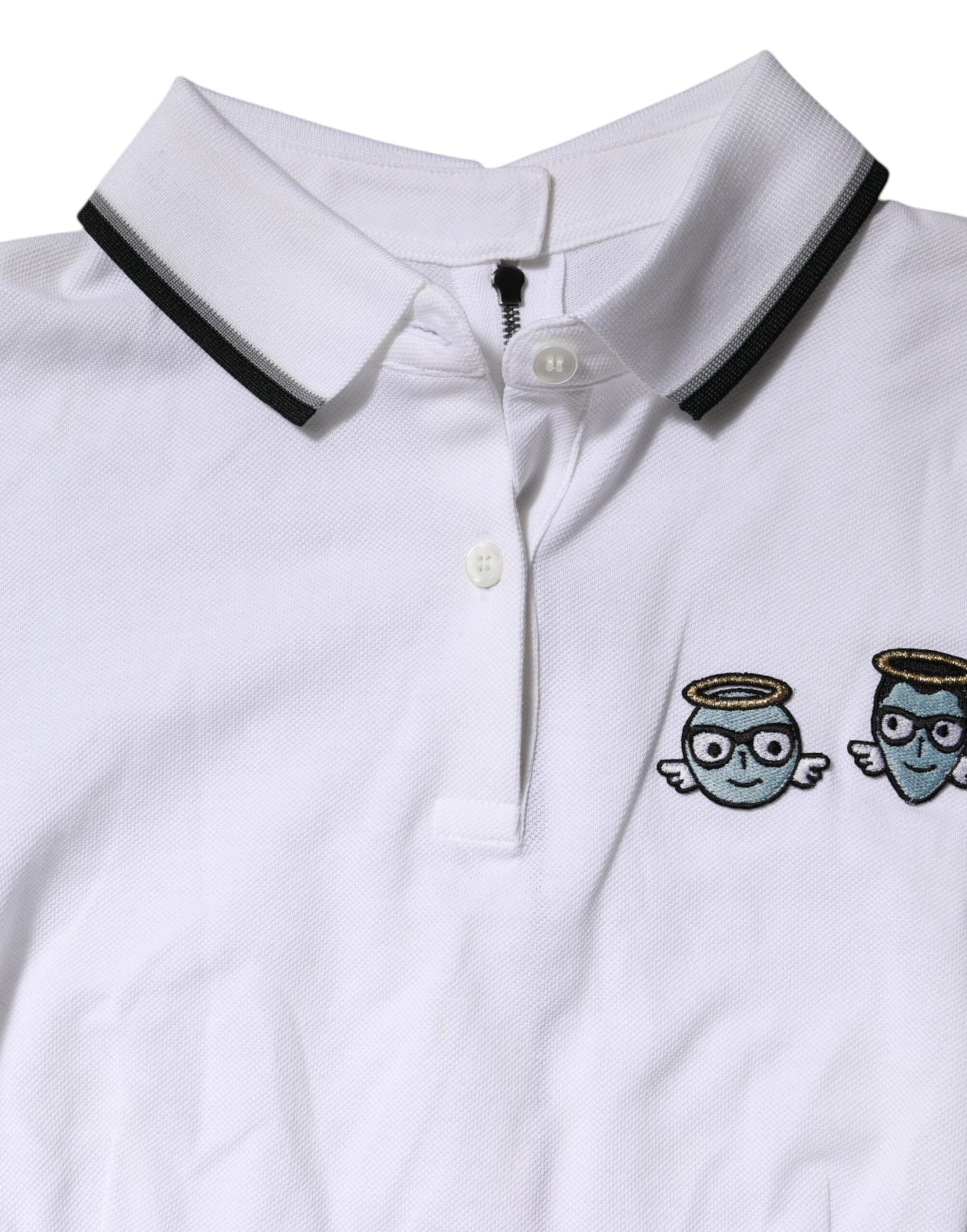 Dolce &amp; Gabbana – Weißes Poloshirt aus Baumwolle mit kurzen Ärmeln und Kragen
