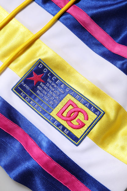 Dolce &amp; Gabbana – Mehrfarbiges Polyester-Oberteil mit langen Ärmeln und V-Ausschnitt