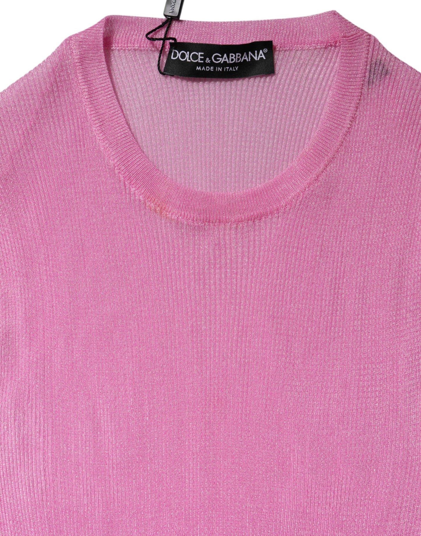 Dolce &amp; Gabbana, Rosa, ärmelloses Tanktop aus Polyester mit Rundhalsausschnitt