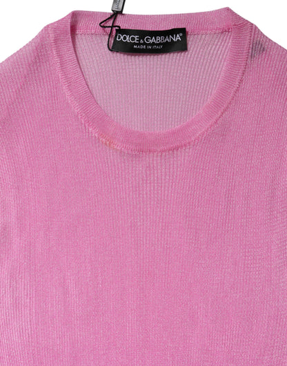 Dolce &amp; Gabbana, Rosa, ärmelloses Tanktop aus Polyester mit Rundhalsausschnitt