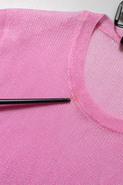 Dolce &amp; Gabbana, Rosa, ärmelloses Tanktop aus Polyester mit Rundhalsausschnitt