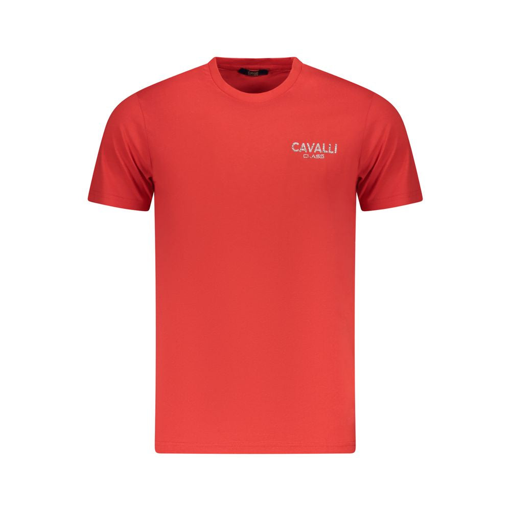 Cavalli Class Rotes Herren-T-Shirt aus Baumwolle