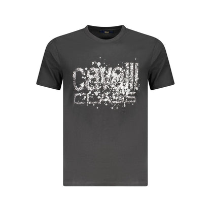 Cavalli Class Schwarzes Herren-T-Shirt aus Baumwolle