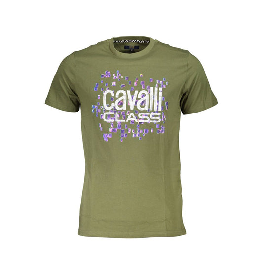 Cavalli Class Grünes Herren-T-Shirt aus Baumwolle