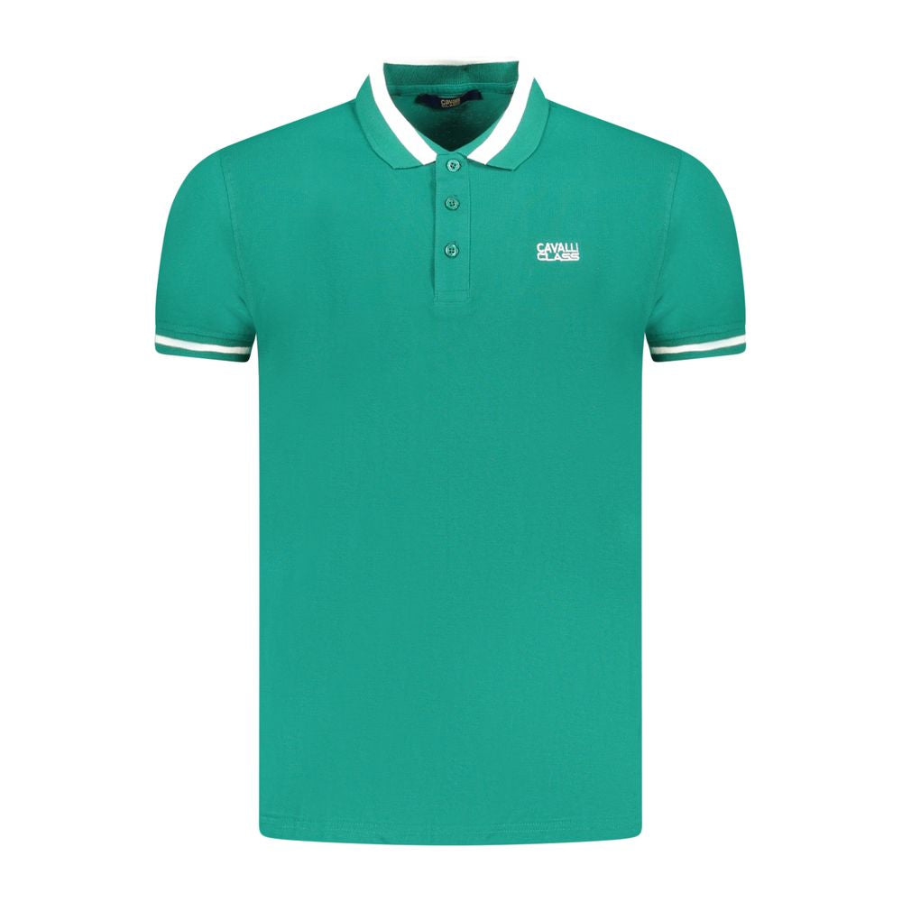 Cavalli Class Grünes Poloshirt aus Baumwolle für Herren