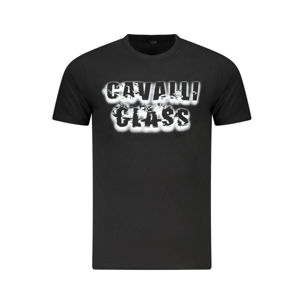 Cavalli Class Schwarzes Herren-T-Shirt aus Baumwolle