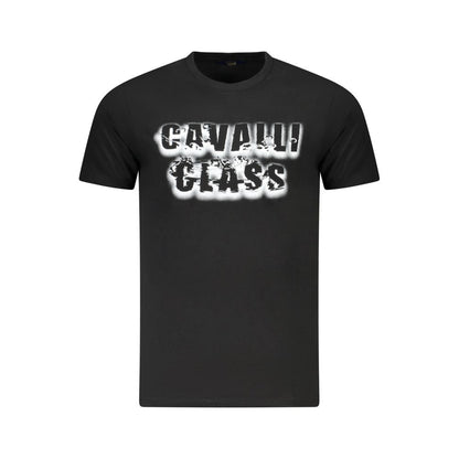 Cavalli Class Schwarzes Herren-T-Shirt aus Baumwolle
