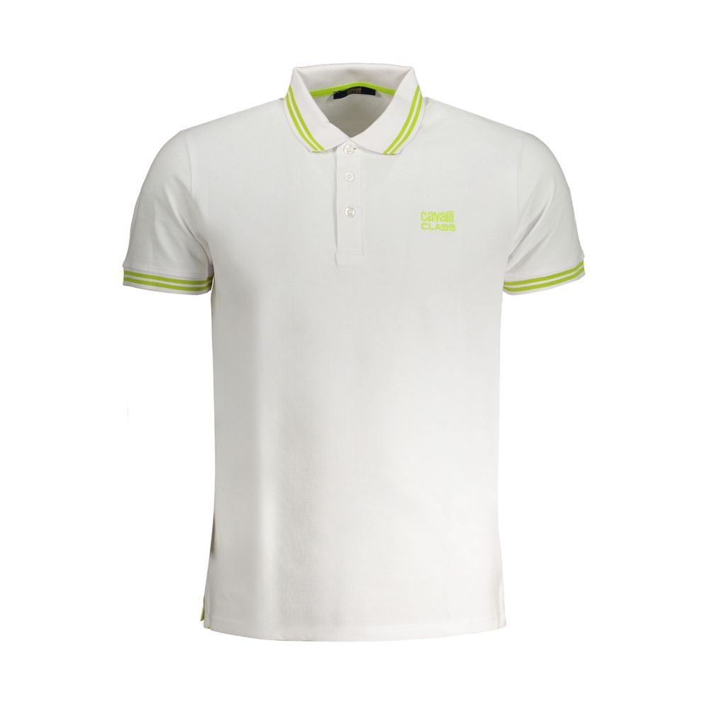Cavalli Class Weißes Baumwoll-Polohemd für Herren