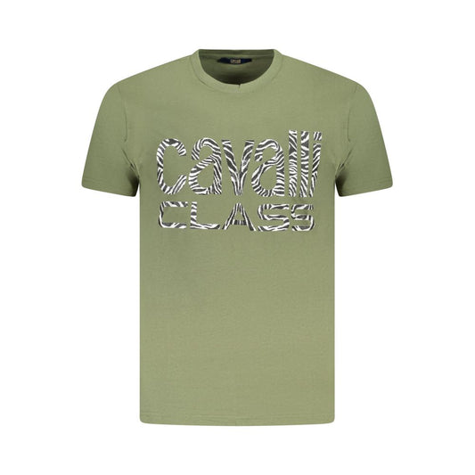 Cavalli Class Grünes Herren-T-Shirt aus Baumwolle