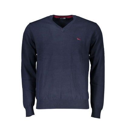 Harmont &amp; Blaine – Blauer Pullover mit V-Ausschnitt und Stickerei