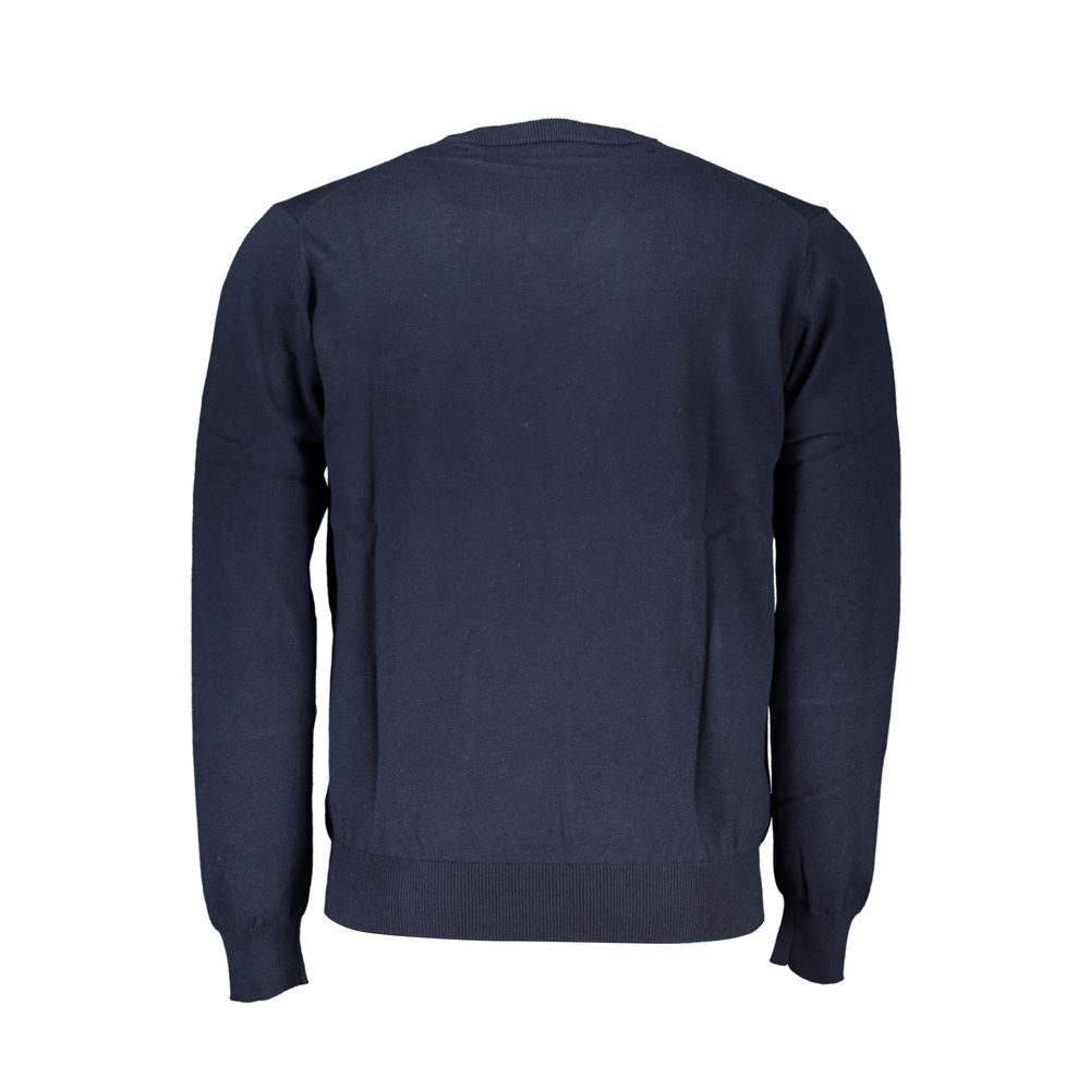 Harmont &amp; Blaine – Blauer Pullover mit V-Ausschnitt und Stickerei