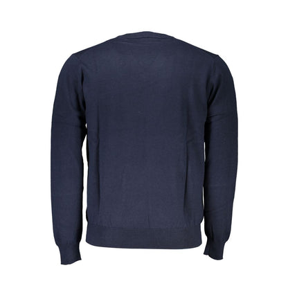 Harmont &amp; Blaine – Blauer Pullover mit V-Ausschnitt und Stickerei