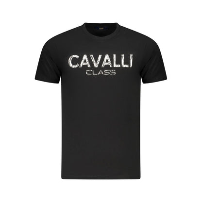 Cavalli Class Schwarzes Herren-T-Shirt aus Baumwolle