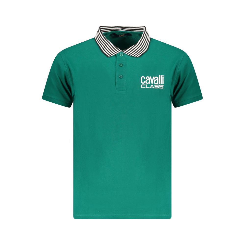 Cavalli Class Grünes Poloshirt aus Baumwolle für Herren