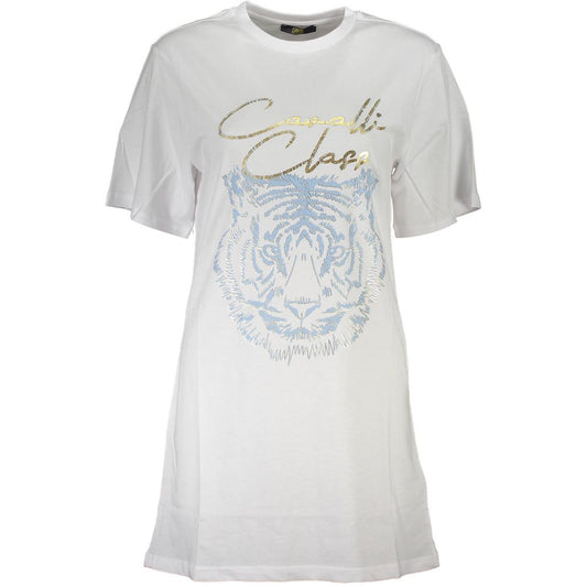 Cavalli Class Weißes Damen-T-Shirt aus Baumwolle