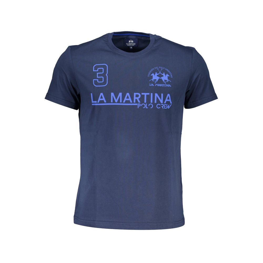 La Martina Blaues Herren-T-Shirt aus Baumwolle
