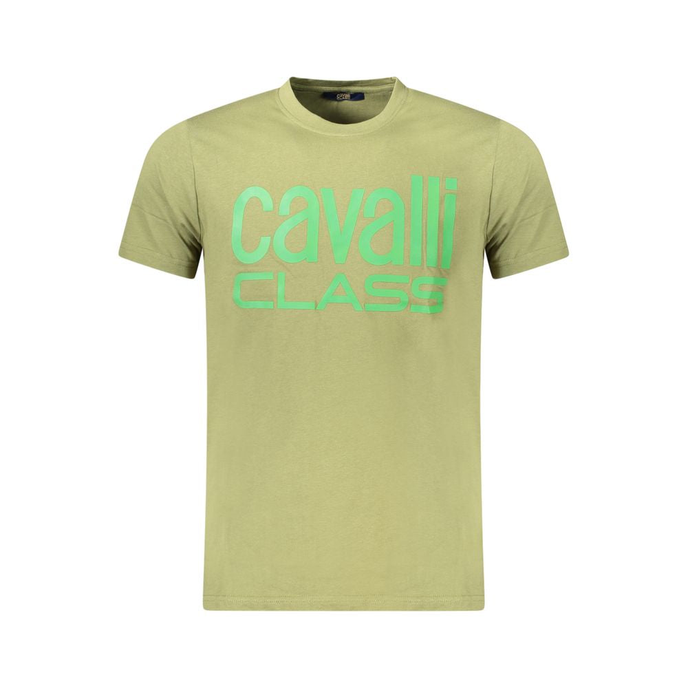 Cavalli Class Grünes Herren-T-Shirt aus Baumwolle