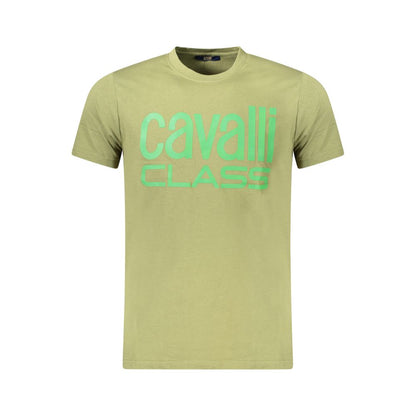 Cavalli Class Grünes Herren-T-Shirt aus Baumwolle