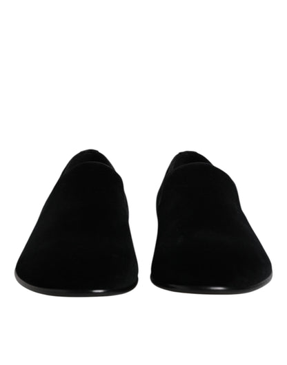 Dolce &amp; Gabbana – Slipper aus schwarzem Samt, formelle Schuhe