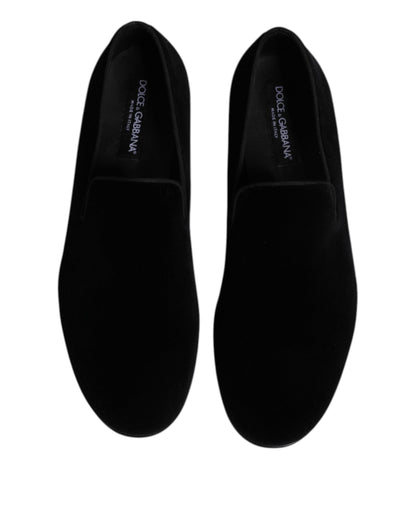 Dolce &amp; Gabbana – Slipper aus schwarzem Samt, formelle Schuhe