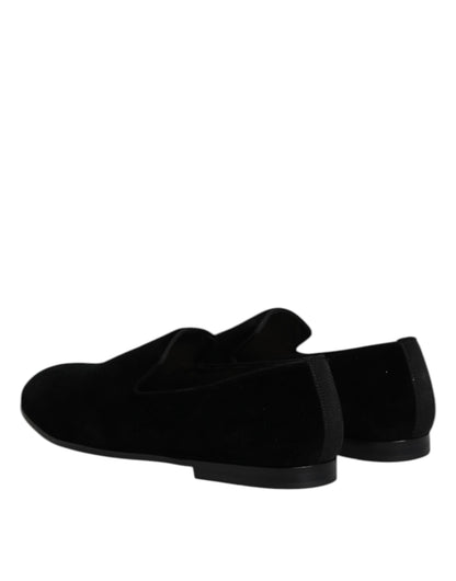 Dolce &amp; Gabbana – Slipper aus schwarzem Samt, formelle Schuhe