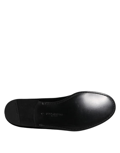 Dolce &amp; Gabbana – Slipper aus schwarzem Samt, formelle Schuhe