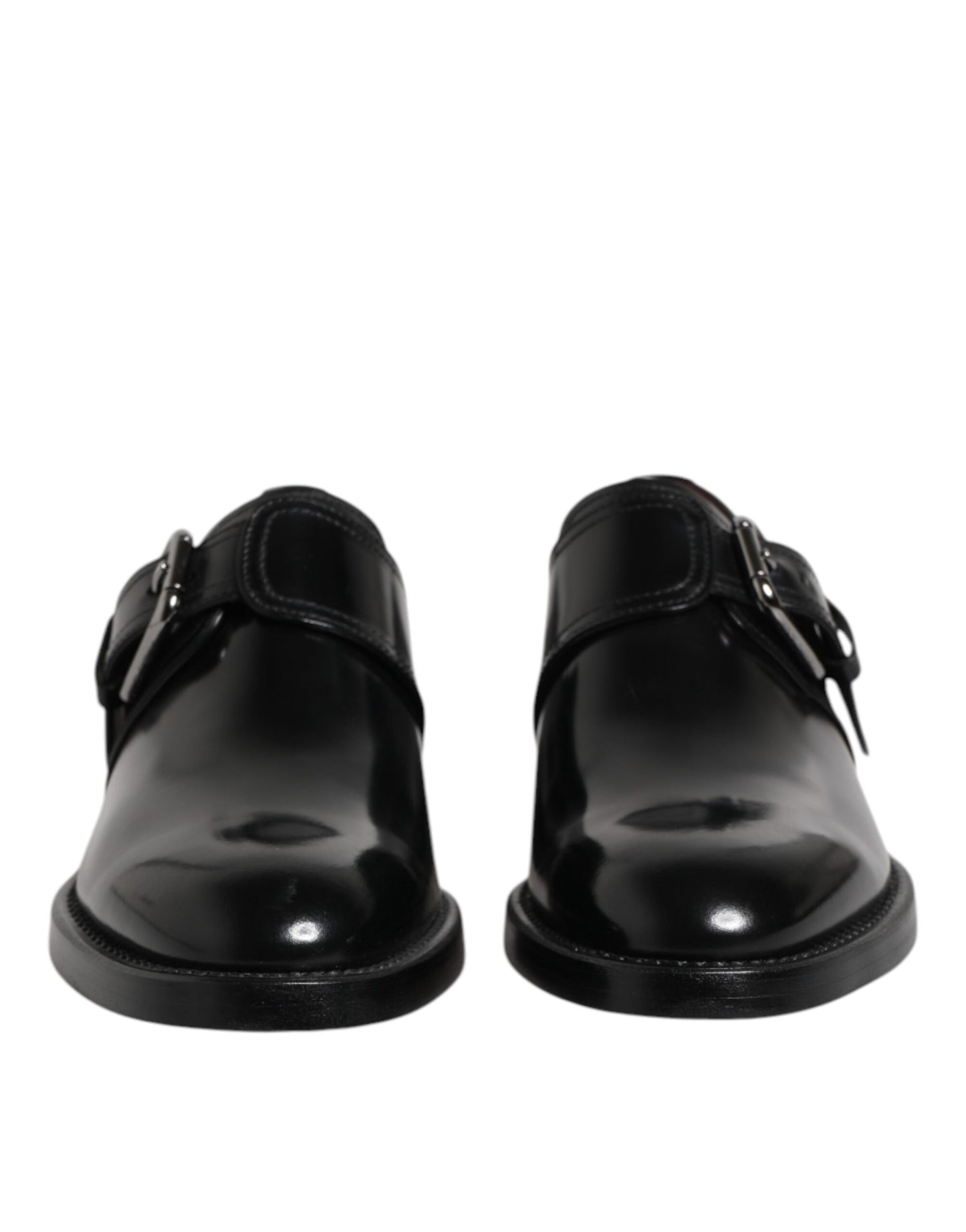 Dolce & Gabbana Black Leather Monk Strap Derby Formal Shoes